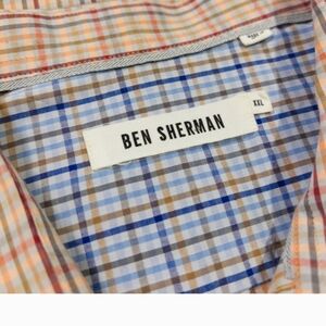 Ben Sherman Men's XXL, Orange Plaid Long Sleeve Button-Up Shirt